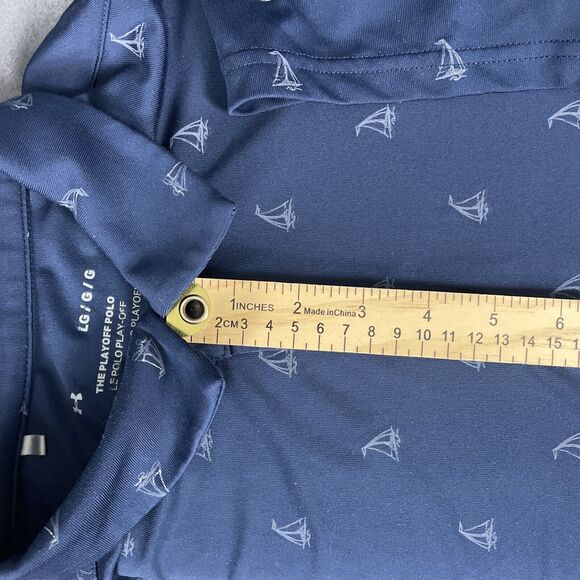 UNDER ARMOUR The Playoff Polo Men L Blue Golf Performance Stretch Sail - Picture 9 of 10